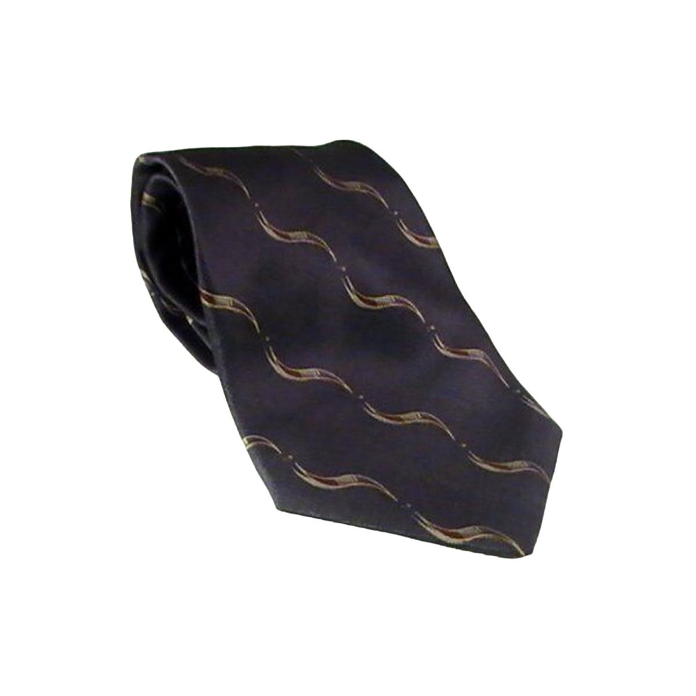 Bill Blass Black Label Silk Neck Tie Navy Rust Diagonal Swirls